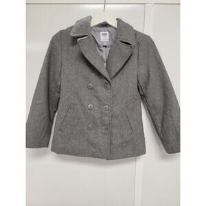 OLD NAVY Boys Wool Pea Coat Double Breasted Gray 10/12  0129
